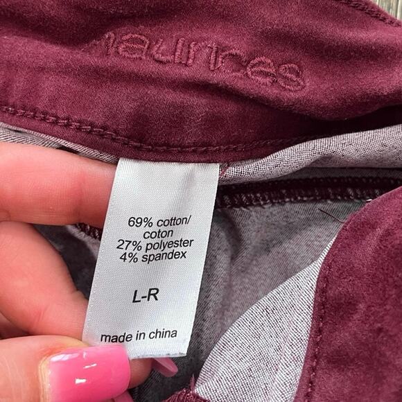 Maurices Womens Straight Leg Pants High Rise Cotton Blend Stretch Burgundy Sz L - Picture 9 of 9